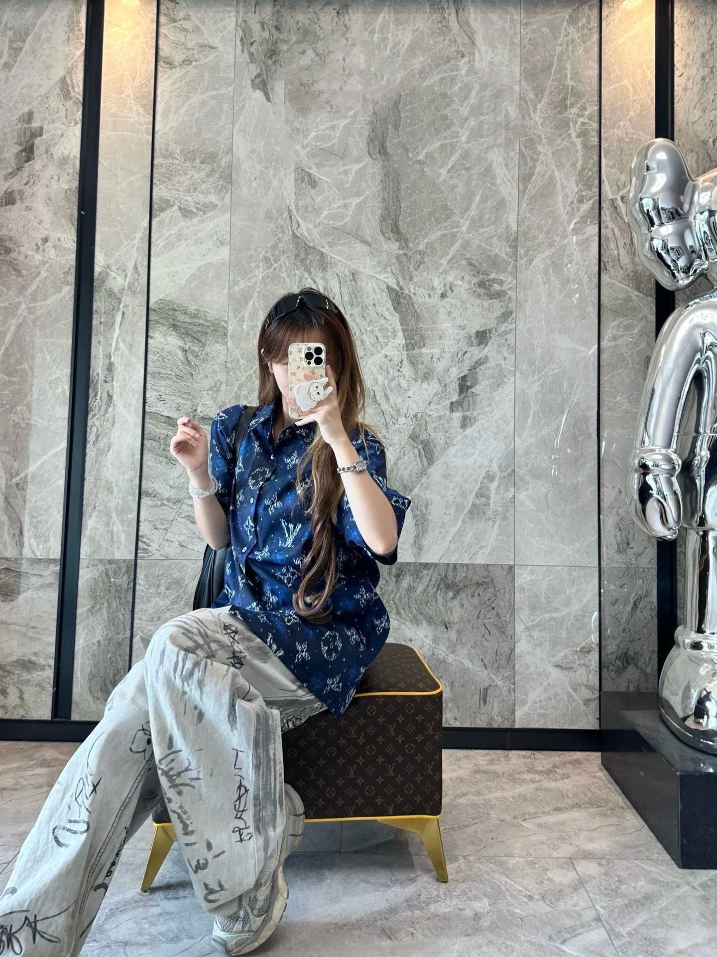 Louis Vuitton/Louis Vuitton 25ss old flower all-over print rendering suit short-sleeved shirt